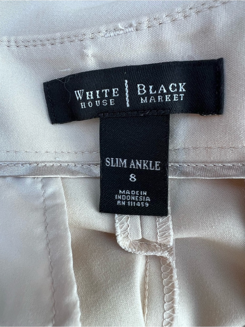 WHBM 23.5” Light Khaki Side Zip Crop Pants, Light Beige Tan, Classic Mid-Rise - Picture 3 of 8